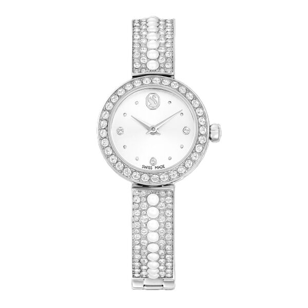 Matrix pearl bangle Saat, İsviçre Üretimi, Kristal bileklik, Beyaz, Paslanmaz çelik