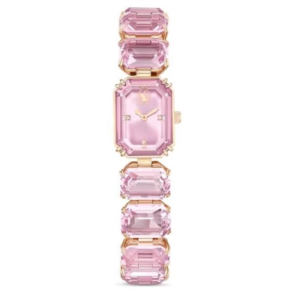 Saat, Sekizgen kesim bileklik, Pembe, Pembe altın rengi yüzey