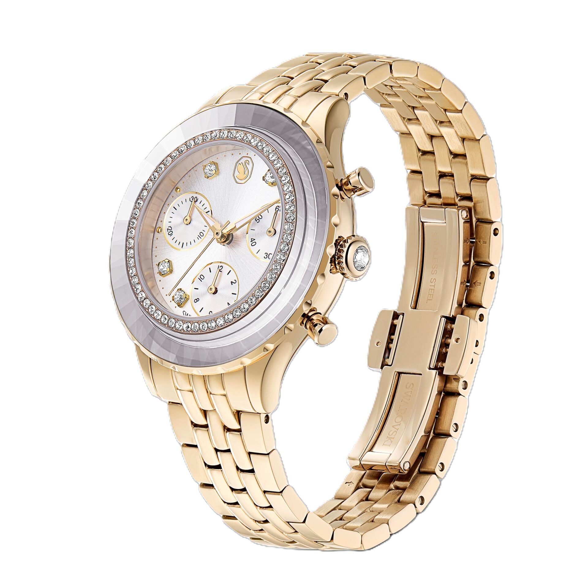 Octea chrono Saat, İsviçre Üretimi, Metal bileklik, Altın Rengi, Şampanya altın rengi yüzey