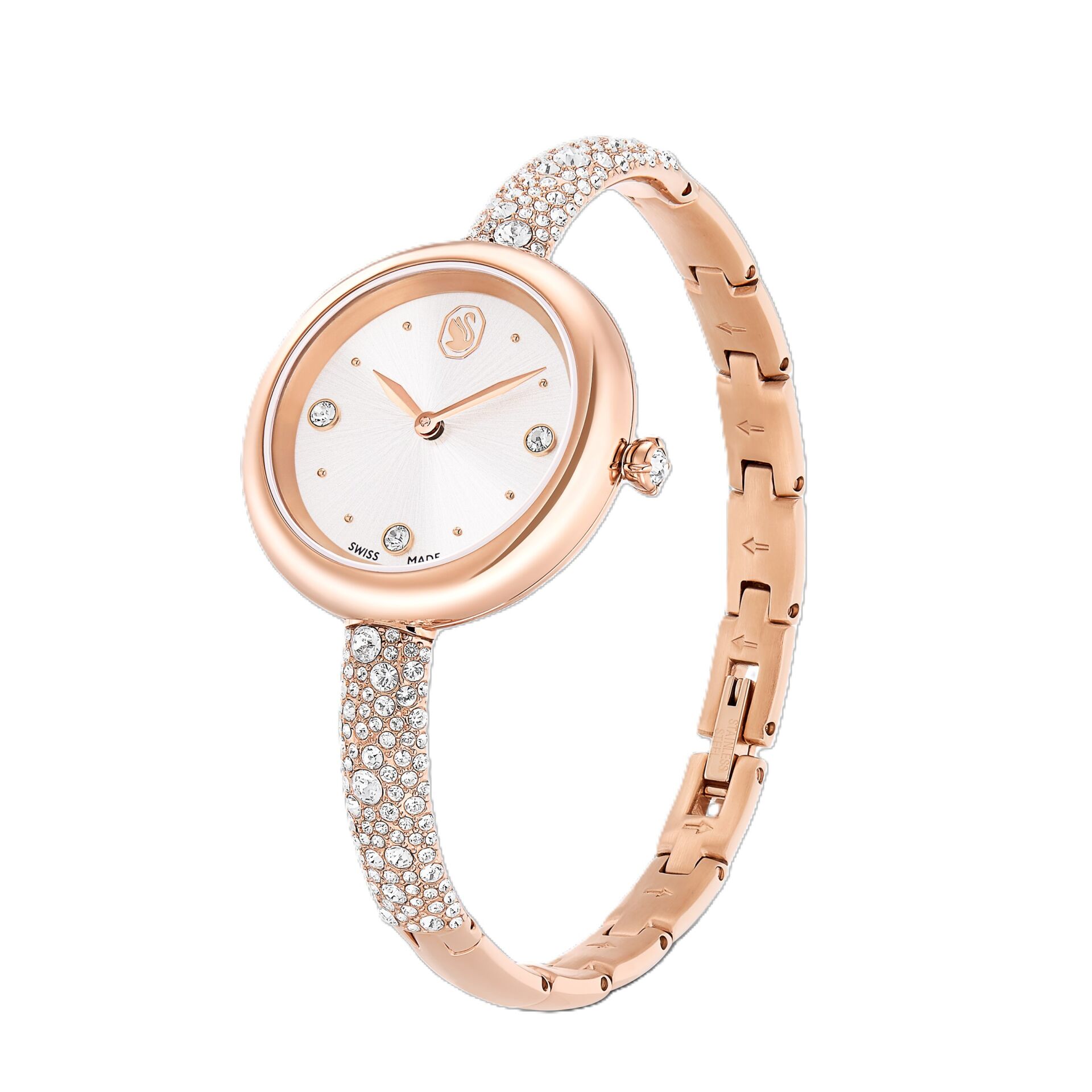 Sublima bangle Saat, İsviçre Üretimi, Metal bileklik, Rose Altın tonu, Pembe altın rengi yüzey