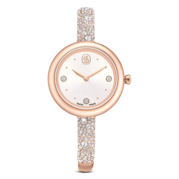 Sublima bangle Saat, İsviçre Üretimi, Metal bileklik, Rose Altın tonu, Pembe altın rengi yüzey