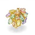 Gema Kokteyl Yüzüğü, Karışık kesimler, Çok renkli, Altın rengi kaplama 55-60