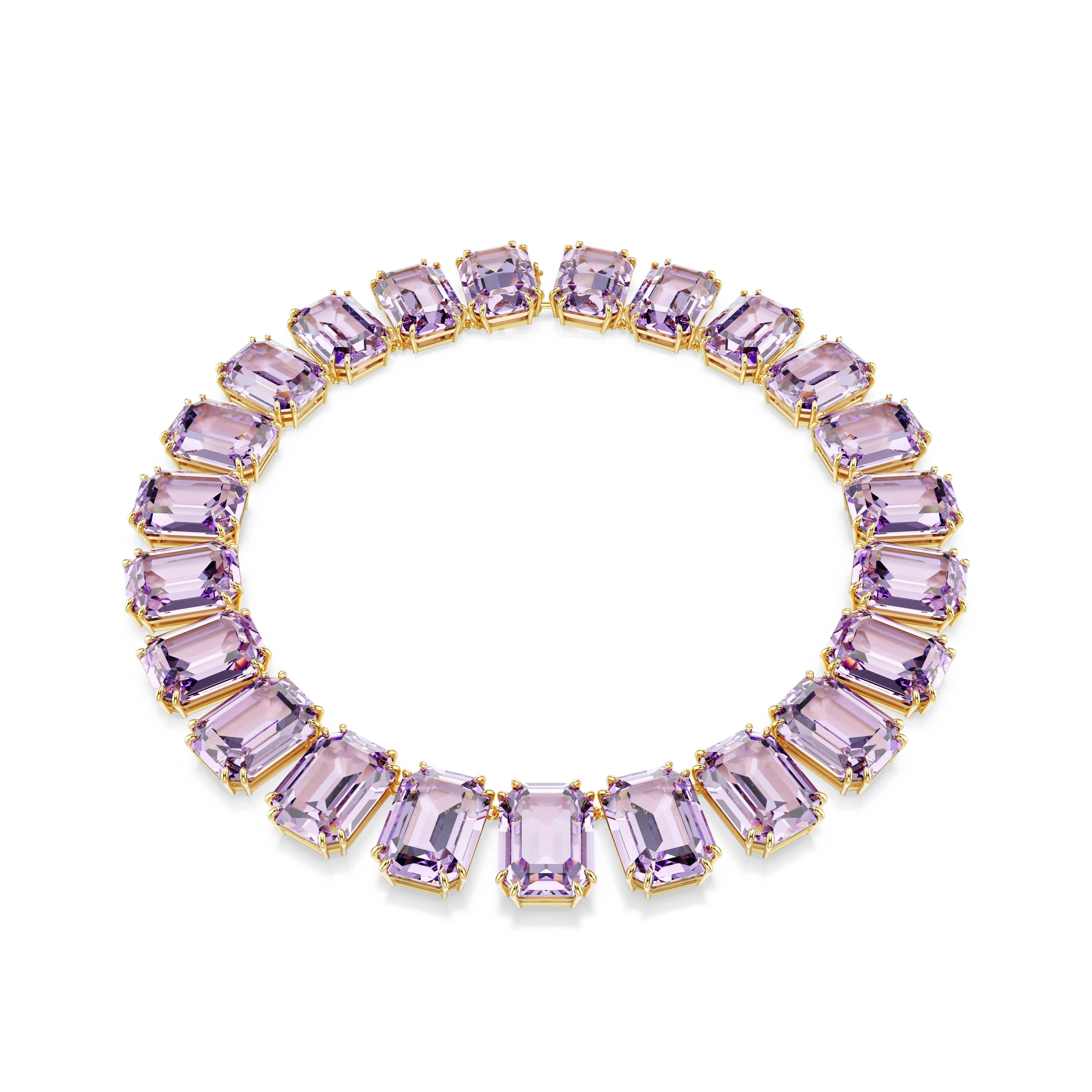 Millenia Tennis kolye, Sekizgen kesim, Mor, Altın rengi kaplama