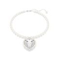 Ariana Grande x Swarovski Kolye, Kristal inci, Kalp kesim, Kalp, Beyaz, Rodyum kaplama