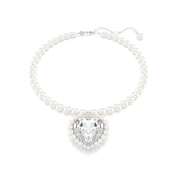 Ariana Grande x Swarovski Kolye, Kristal inci, Kalp kesim, Kalp, Beyaz, Rodyum kaplama
