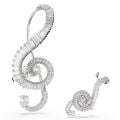 Ariana Grande x Swarovski Klipsli Küpeler, Asimetrik tasarım, Kristal inci, Baget kesim, Beyaz, Rodyum kaplama