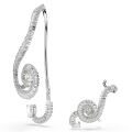 Ariana Grande x Swarovski Klipsli Küpeler, Asimetrik tasarım, Kristal inci, Baget kesim, Beyaz, Rodyum kaplama
