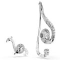 Ariana Grande x Swarovski Klipsli Küpeler, Asimetrik tasarım, Kristal inci, Baget kesim, Beyaz, Rodyum kaplama