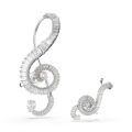 Ariana Grande x Swarovski Klipsli Küpeler, Asimetrik tasarım, Kristal inci, Baget kesim, Beyaz, Rodyum kaplama