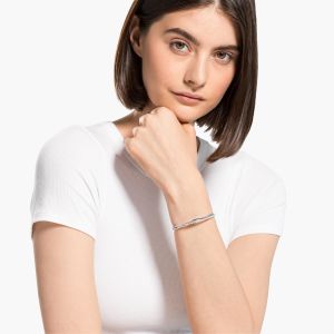 Hyperbola Rows Bileklik, Beyaz, Rodyum kaplama S